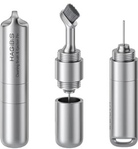 Hagibis SIM Card Tray Removal Tool with Cleaning Brush, 2 in 1 EDC Portable Keychain Eject Pins Reset Needle Opener Cleaning Pen for iPhone Airpods Pro