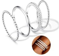 WATEFOER 4 st guldringar för kvinnor, 14K guldpläterade fina ringar set, knuckle stapelbar ring, vigselringar, förlovningsringar, födelsedagspresent till alla hjärtans dag, 6, Koppar, Kubisk zirkonia