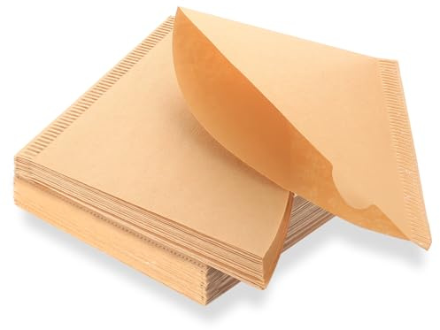 200 Pcs Filtros de Papel Número 1, Filtro de Café de Papel de Filtro de Cafés en Forma de V Tamaño 01, pPapel de Filtros de Café de Cono para Cafetera de Goteo(Marrón, 1-2 Tazas)