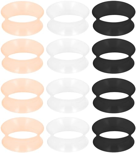 Yaalozei 2G Silicone Gauges Tunnels Plugs Earrings for Ears 2 Gauge Stretching Kit Rubber Soft Black White Flesh Skin Tunnel Plug Ear Plastic Double Flare Gauges Size 6mm Piercing Women Men 1/4 inch