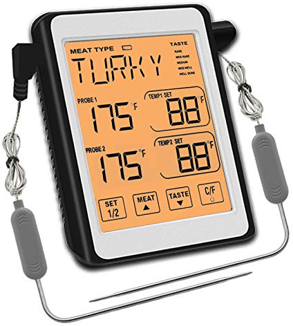 Sond digital matlagning kött stor LCD bakgrundsbelysning mat grill termometer med timerläge för rökare kök ugn BBQ rökare termometer