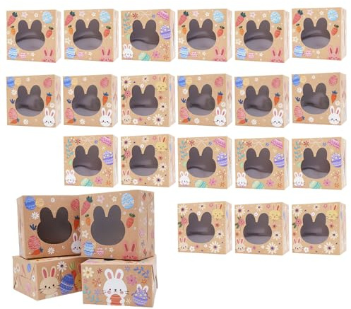 Scatole Per Dolciumi E Regali Pasquali,Contenitori Per Conservazione Da 24 Pezzi,Con Scatola Caramelle Pasquali A Finestra Coniglio | Per Feste Vacanze Compleanno