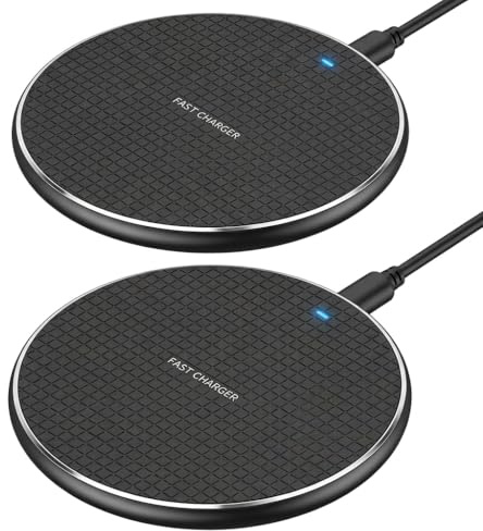2PCS Caricabatterie Wireless 35W Ricarica Rapida Qi con Cavo USB-C, Base Ricarica Wireless per i Phone 16/15/14/13/12/11, Galaxy S25/S24/S23/S22, Pixel,Caricatore Induzione Universale