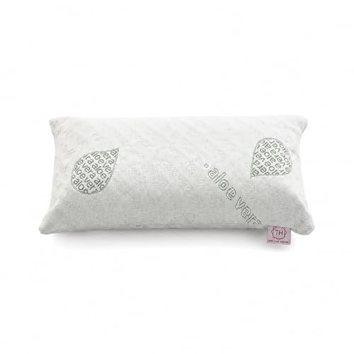 Textilhome Oreiller de Voyage Mémoire de Forme 43x24 cm avec Housse Aloe | Compact et ergonomique, il soutient la nuque pendant les déplacements avec une housse douce à l'Aloe Vera.