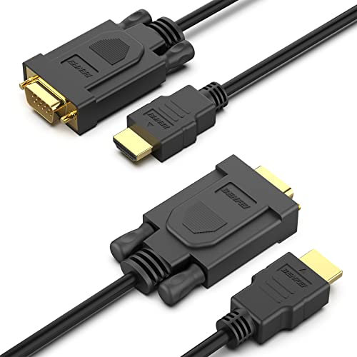 BENFEI HDMI zu VGA Konverter-Kabel 1,8m, 2 Stück, HDMI zu VGA D-SUB 15 Pin M/M Unterstützung Volles 1080P umwandeln Signal von HDMI Eingang Laptop HDTV zu VGA Ausgang Monitoren Projektor