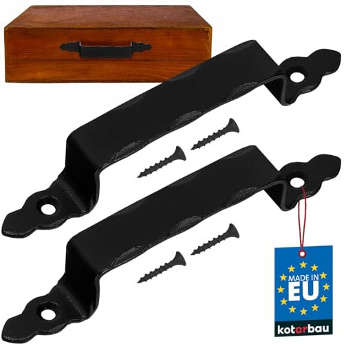 KOTARBAU® 2er Set Geschmiedeter Türgriff Antik Schwarz Stahltürgriff für Türen Tore Pforten 200mm