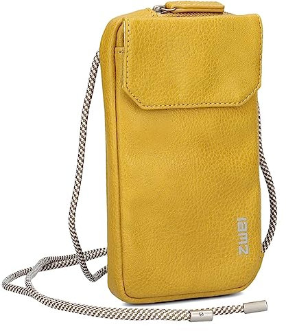 Zwei Handytasche zum Umhängen Mademoiselle.M MP30 Smartphone-Etui & Geldbörse 2-in-1, umlaufender Reißverschluss, längenverstellbarer Riemen, Mini-Handtasche 19 x 10 x 3 cm (Yellow)