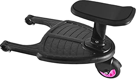 Rhinoon 2 in 1 Stroller Board with Seat, Comfortable Wheeled Board Stroller Pedal, Universal Adjustable Buggy Board, Fits Most Strollers On The Market, Under 55 Pounds, Pink