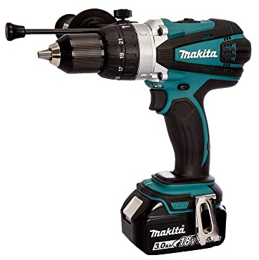 Makita DHP458Z - Taladro atornillador de percusión, 91 Nm Lxt 18 V + 1 batería de 18 V 3 Ah Li-Ion Bl1830B