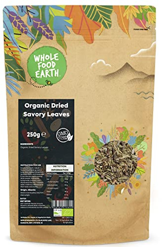 Wholefood Earth Organic Dried Savory Leaves 250 g | GMO Free| Certified Organic