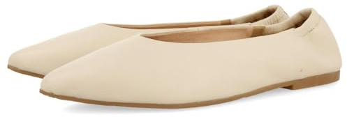 GIOSEPPO Bailarinas DE Piel Color Off-White con Punta Fina Y TALÓN Fruncido para Mujer