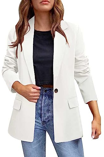 Blazer para mujer de color liso con solapa, blazer ligero de color liso, manga larga, blazer de negocios, oficina, blazer largo