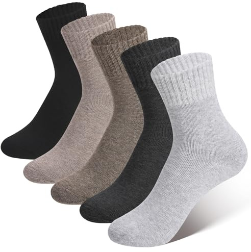 Xialvyu 5 Pairs Crew Thermal Socks, Thick Winter Warm Socks for Women Men Walking Hiking Work