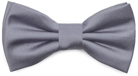 Ladeheid Kinder Jungen Fliege - Vorgebunden, Einstellbares Band, Mattes Design, Ideal für Hochzeit, Geburtstag, Einschulung - Strapazierfähig & Stilvoll BKM (10cm x 5cm, Silber)