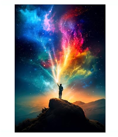Star Caster Space Poster, Colourful Abstract Astronomy Wall Art Home Decor, Astronaut Planets Print, Archival Matte, A1 (Print Only) - 84.1x59.4cm