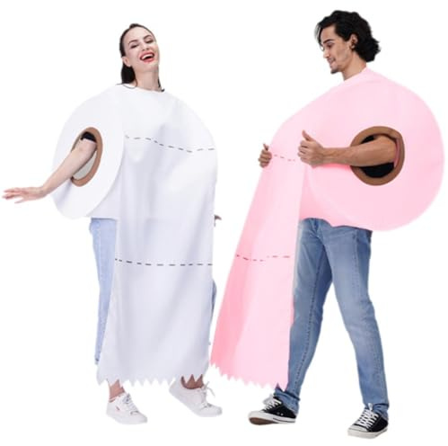 Lpitoy 2 Pezzi Adulti Divertente Carta Rotolamento Costume Coppia di Halloween Costumi di Travestimento Rotolo di Carta Igienica Costume Cosplay Halloween Natale Costume di Ruolo