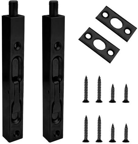 KtbeYTi 2 Piezas 6 Pulgadas Cerrojos Ocultos Pasadores Pestillo de Perno Deslizante Acero Inoxidable Puerta de Acción Perno para Puertas de Madera y Puertas Metálicas(Negro)