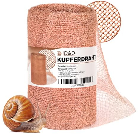 D&O Nature Products Kupferband gegen Schnecken 10m, 100% Kupferdraht Schneckenschutz Gitter Hochbeet, Copper mesh, Kupfernetz Schneckenzaun, Kupfer Abwehr Schneckengitter, Kupferwolle gegen Mäuse