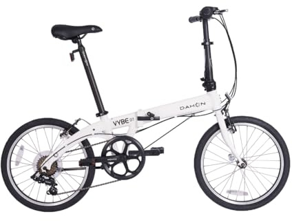 Dahon VYBE D7 Folding Bike Adult, 20 Inch Folding Bicycle 7 Speed Gears Lightweight Aluminum Frame Folding Bike, Foldable City Bike for Commuters and Travel White
