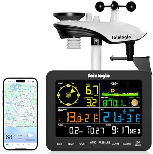Sainlogic SA6 Plus Stazione Meteo WiFi Intelligente, Previsioni Meteo 24/7 IA di Weatherseed®, Avvisi tramite APP/Email, Stazione Meteo Professionale, Archiviazione Dati Storici di 2 Anni, Solo 2.4GHz