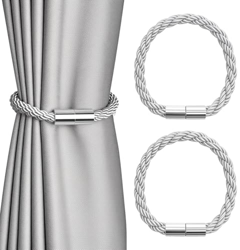 2 fermatenda magnetica per tende, Calamite per Tende, Ferma Tende con Calamita, colore grigio, per tende con magnete, supporto per tenda, tenda