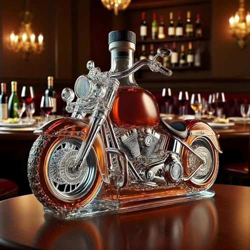 Carafe à Whisky En Verre Motif Moto - Bouteille De Whisky Et De Vin En Forme De Moto 3d - Bouteille Amusante Pour Whisky, Champagne, Vodka, Cuisine, Restaurant, Commerce, Moto. (1PCS)