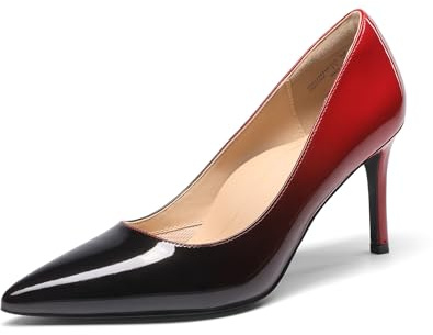 DREAM PAIRS Women's High Heels Pointed Toe Dress Shoes,Black/Red,5