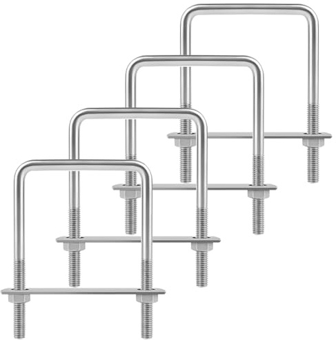 4 stycken fästfästen U-byglar, rostfritt stål M8-skruvskruvar 70 mm x 110 mm med 8 muttrar och 4 motplatta U-bygel för installation är stabil återställningsfäste