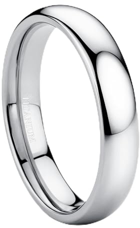 Jstyle 4mm Titanium Wedding Band Rings for Men Women Silver Plated Domed High Polish Stackable Rings Engagement Statement Promise Wedding Band Ring Comfort Fit 9 Not Tarnished
