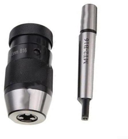 GLFLOW Portabrocas de torno sin llave B16 de 1 a 16 mm con vástago cónico MT2, mandril de metal autoajustable para prensa de taladro y fresadoras