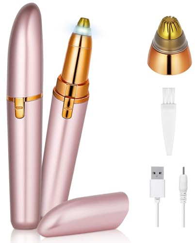 AYBUY Eyebrow Trimmer for Women, Rechargeable Eyebrow Shaper, Rose Gold | Portable Painless Lady Trimmer Hair Remover, Electric Facial Hair Remover Shaver, for Brows Face Cheek Lips Fuzz