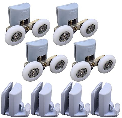 YUANQIAN Ersatzrollen für Duschtüren, ultra-leise, Badezimmer-Glasschiebetüren, Rollen (φ23 mm, Option G, 8 Stück/Set)