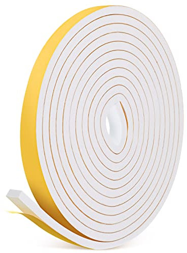 Window Draft Excluder Tape Self Adhesive Foam Tape Weatherstripping Door Window Seal Door Draught Excluder Waterproof Foam Seal Strip (White, 12 x 6 mm/ 4 Meter Long)