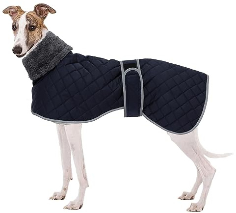 Greyhound Fleece Jumper,Greyhound Dog Winter Coat,Whippet Winter Coat waterproof windproof Outdoor Dog Apparel for Whippet Lurcher Salukis-Blue-L