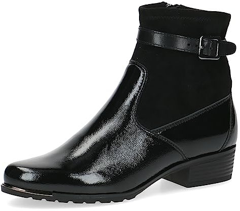 CAPRICE Damen Stiefeletten mit Absatz mit Schnalle Kleiner Absatz, Schwarz (Black Comb), 39 EU