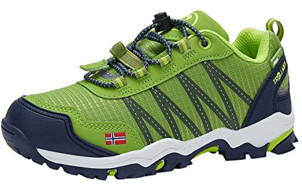 Trollkids Kinder Trolltunga wasserdichter Wanderschuh niedrig, Kiwigrün/Mystikblau, Größe 37