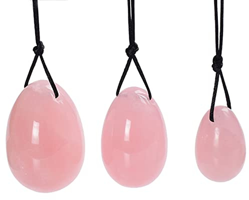IGTOPS Yoni Eggs Set of Three Egg Massage Stone with 3 Sizes, Pelvic Floor Trainer Exercise Set, Ben Wa Balls Massage Stones (Pink)
