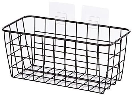 Aufbewahrungskorb für Badewanne und Dusche, Wand- Eisen Korb Duschregal ohne Bohren Einhängekorb mit Haken Hängende Speicher-Körbe für Küche Büro Pantry Bad