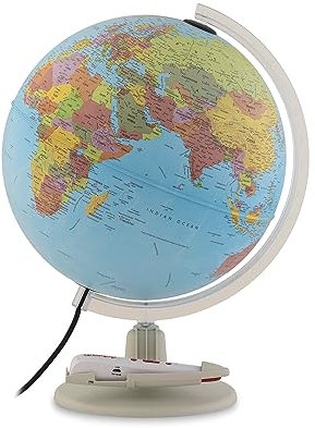 Tecnodidattica - Parlamondo | Interactive Globe for Children and Young People | Light-up and Rotating World Globe | Audio Music Pen | 6 Languages Available | Political Cartography | 30 cm Diameter