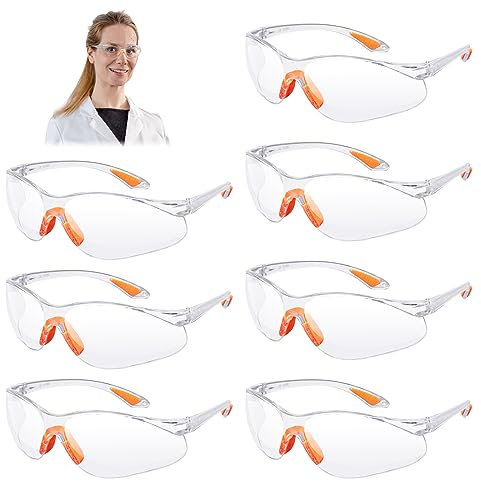 Kigniote Schutzbrille Arbeitsschutzbrille,8 Stück Schutzbrillen Transparent Schutzbrille Labor Sicherheitsbrille Schutzbrille für Arbeit Staubdicht Schießsport für Kinder Herren Damen