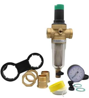 MD Technic Rückspülfilter Set bestehend aus Resideo Rückspülfilter FK06, Afriso Manometer, Teflon Gewindedichtband (1 Zoll)