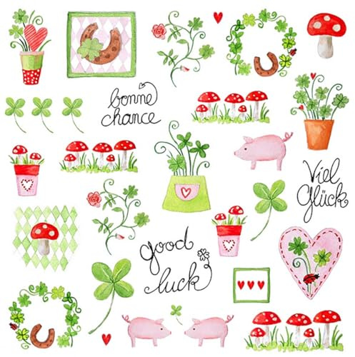 20 Servietten Symbole des Glücks | Tischdeko | Decoupage | Serviettentechnik 33x33cm