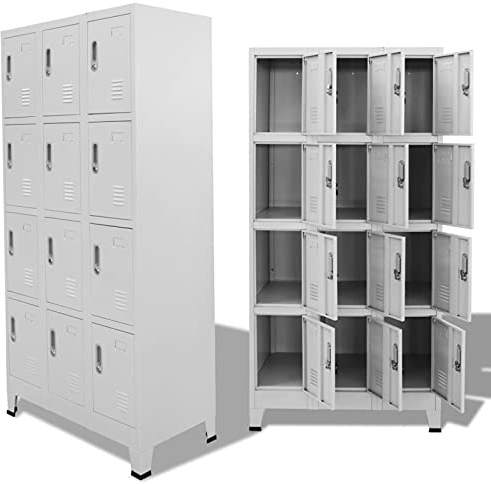 Cosisti Casier vestiaire Metallique 12 casiers Armoire Vestiaire Métallique Casier Métal Armoire à casier Armoire Metallique Acier-Gris-avec 12 casiers