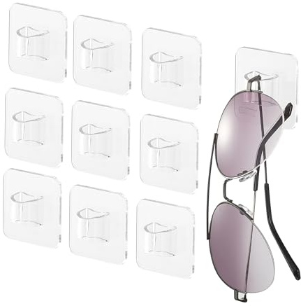 WPESI Lot de 10 supports muraux pour lunettes de soleil en acrylique pour accrocher plusieurs lunettes, support mural pour lunettes de soleil (transparent, 1 fente)