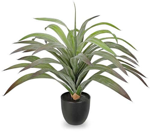 Oairse Planta de agave sintética de 46 cm, planta artificial realista en maceta, plantas grandes de agave falsa para exteriores, para el hogar, oficina, interior, sala de estar, dormitorio, jardín,