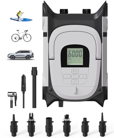 GICLE Paddle Board Pump Electric,60PSI Sup Electric Pump DC12V,Dual Stage Air and Auto-Off Inflation/Deflation for Paddle Board,Portable Boat,Car,Bicycle,Motorcycle