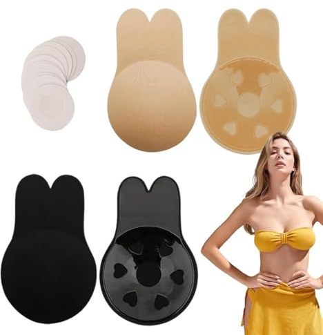 QOWUXHZ 2 Paires Soutien Gorge Adhesif Et 5 Paires Cache Tetons Femme Invisible Soutien Gorge Autocollant Sans Bretelles Push Up En Silicone Invisible Pour Femmes