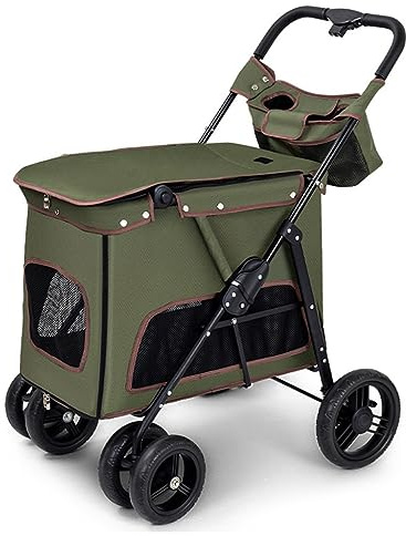 Pet Pram Pushchair for Medium Large Dogs - Large Dog Stroller with 4 Wheels for Twin & More - Travel Carrier for Cat, Dog and More