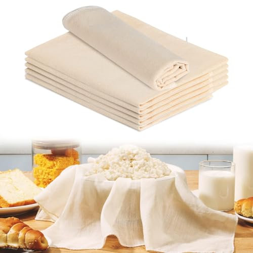 Passiertuch Wiederverwendbar – 6 Stück 50x50cm Waschbares Käsetuch, Ungebleichtes Baumwoll-Seihtuch, ideal für Tofu, Käse, Nussmilch, Fruchtsäfte, Mehrzweck Cheesecloth für die Küche