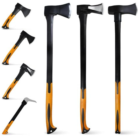 BOOMET Axt 2000g · Verschiedene Äxte und Sets zur Auswahl · Spaltaxt · Effizientes Holzspalten mit Fiberglasstiel für Brennholz, Garten und Outdoor